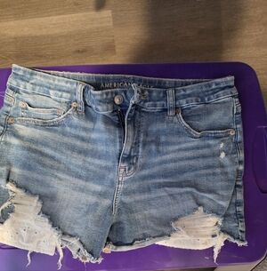 American Eagle Outfitters Faded Light Blue Distressed Denim Shorts